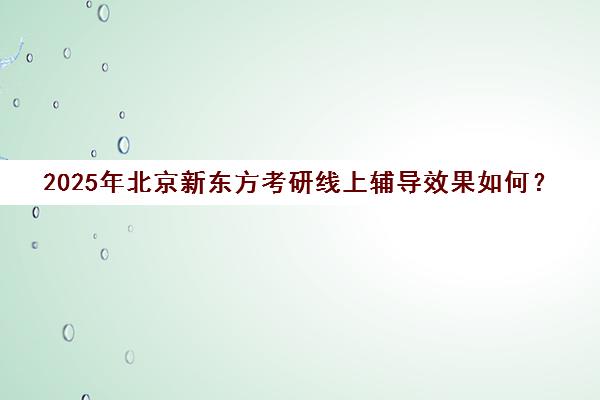 2025年北京新东方考研线上辅导效果如何？